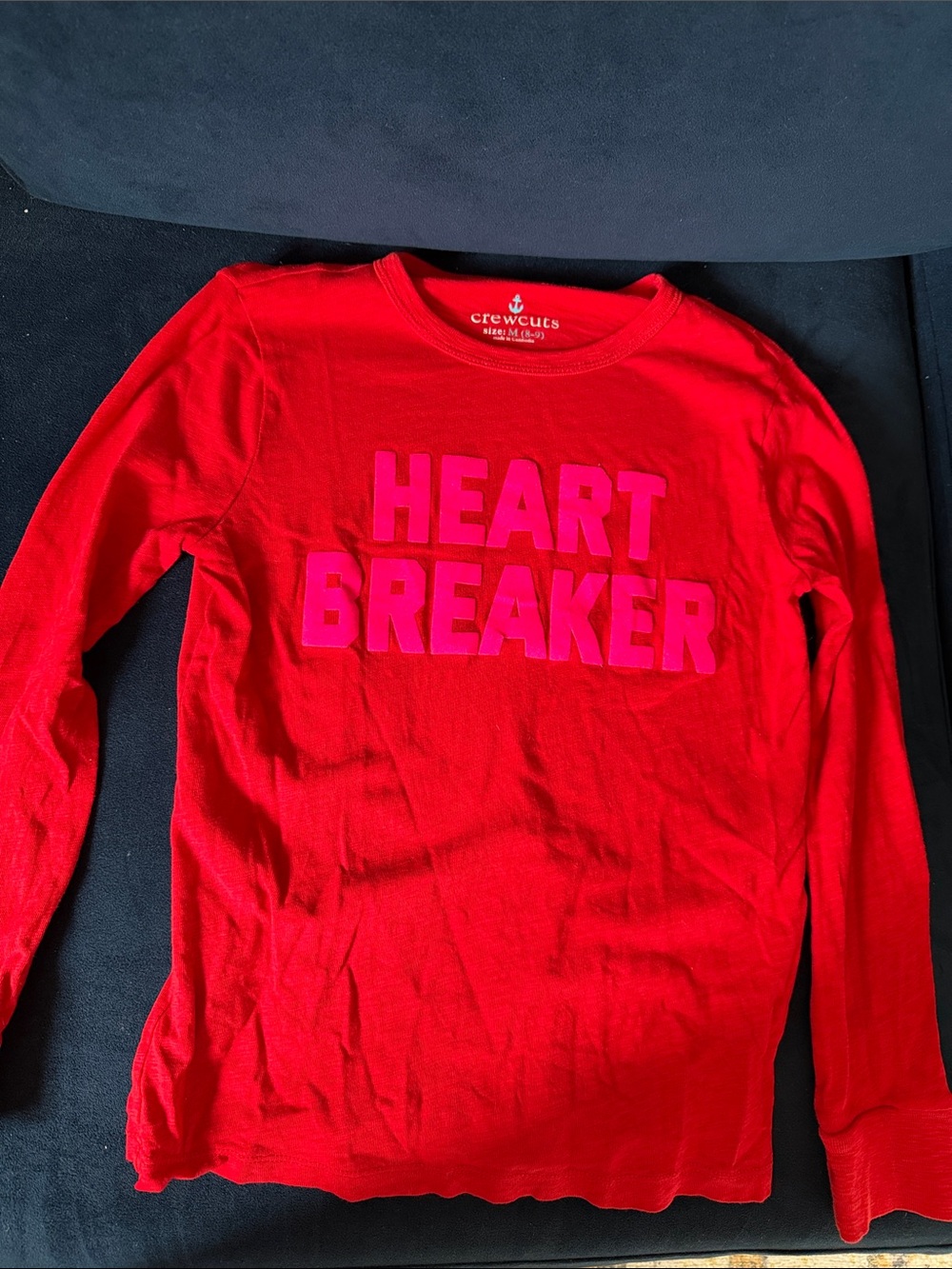 Crewcuts Red Long Sleeve Tee with Pink HEART BREAKER Print
